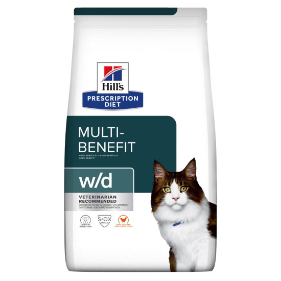 Hill’s Prescription Diet Feline w/d – hrană uscată dietetică pentru pisici (control greutate și suport digestiv), 1,5 kg